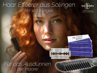 Effiliermesser Effilierer aus Solingen zum Ausdnnen und Schneiden von Haaren mit 100 Ersatzklingen