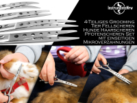 4-Teiliges Grooming Tier Fellscheren Hunde Haarscheren Pfotenscheren Set mit Lochdesign Scheren fr Fell und Tierhaare