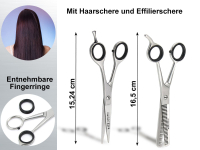 Friseurscheren-Set im Etui 5 Teilig Effilierer Solingen Haar-Kamm Haarschere Effilierschere 15cm