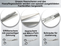 Friseurscheren-Set im Etui 5 Teilig Effilierer Solingen Haar-Kamm Haarschere Effilierschere 15cm