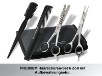 Friseurscheren-Set im Etui 5 Teilig Effilierer Solingen Haar-Kamm Haarschere Effilierschere 15cm