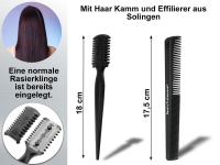 Friseurscheren-Set im Etui 5 Teilig Effilierer Solingen Haar-Kamm Haarschere Effilierschere 15cm