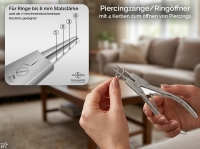 Pierzingzange Piercing Ring�ffnungszange Klemme mit 4 Kerben Nasen Ring�ffner Zange f�r Piercing 16 cm aus rostfreiem Edelstahl