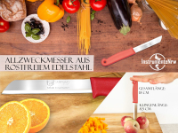 Gemüsemesser Obstmesser Schälmesser aus Solingen Küchenmesser Rot Universal Messer mit Scharfer Klinge aus Rostfreiem Edelstahl Spülmaschinen geeignet - Lang Gezahnt