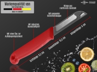 Allzweckmesser 6er Set Obstmesser aus Solingen Gem�semesser Sch�lmesser mit Extra Scharfer und Pr�ziser Glatter Klinge aus Rostfreiem Edelstahl K�chenmesser Kleines Messer Rot Sp�lmaschinengeeignet 16 cm