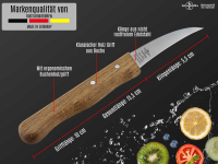 Schlmesser Solingen Vogelschnabel 2er Set mit Nicht Rostfreier gebogener Klinge Kchenmesser Extra Scharf Gemsemesser Obstmesser Made in Germany mit Holzgriff Buche zum Schneiden von Obst und Gemse