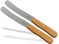 Buckelsmesser aus Solingen 2er Set Frühstücksmesser Buttermesser Made in Germany Messer mit Holzgriff aus Buche Brötchenmesser aus Rostfreiem Edelstahl mit breiter Messerklinge 21,5 cm