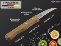 Gemsemesser aus Solingen 2er Schlmesser Set mit Buchenholzgriff Universal Messer mit Extra Scharfer Rostfreier Messerklinge Allzweckmesser Kchenmesser fr einen przisen Schnitt