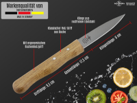 Gemsemesser aus Solingen 2er Schlmesser Set mit Buchenholzgriff Universal Messer mit Extra Scharfer Rostfreier Messerklinge Allzweckmesser Kchenmesser fr einen przisen Schnitt