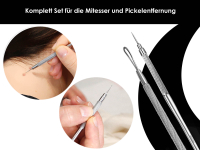 Kosmetik-Instrumenten Set 2-Teilig Komedonenquetscher 2 Schlaufen + Milienmesser