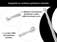 2-Teiliges Mitesserentferner Set Komedonenquetscher-Set Komedonenheber Milienmesser Pickelentferner Edelstahl Rostfrei