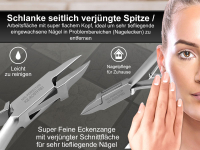 Kräftige Nagelzange Pediküre Eckenzange 12,5 cm Super Spitz für eingewachsene Fußnägel - Rostfrei Edelstahl