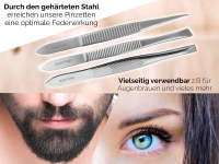 3-Teiliges Augenbrauen-Zupfpinzetten Set Schräg - Spitz - Gerade 8 cm