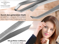 Profi Haar-Zupfpinzette Set Pinzette Gerade und Schrg aus Edelstahl