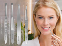 Profi Haar-Zupfpinzette Set Pinzette Gerade und Schr�g aus Edelstahl