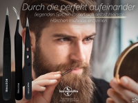 Haar-Zupfpinzette 3er Set Spitze Pinzette Schwarz Edelstahl Rostfrei