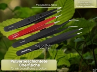 4er Set Haarzupf-Pinzette Zupfpinzette Rot Schwarz Spitz