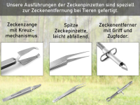 Zeckenzange Zeckenpinzette im 3er Set