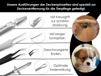 4-Teiliges Zecken-Pinzetten Set Zeckenzange Parasitenentfernung