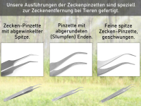 Zeckenentferner-Set Zeckenzange Zecken-Pinzette Spitzpinzette Parasitenzange