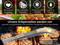 11,5 cm Kchenpinzette Grillpinzette Kochpinzette gebogen