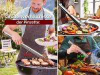 Grillzange Grillpinzette Grill-Pinzette gerade Edelstahl 30 cm Extrem Griffig
