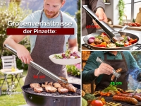 Grillzange Grillpinzette Grill-Pinzette gerade Edelstahl 25 cm Extrem Griffig