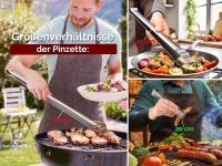 Grillzange Grillpinzette Gerade Grill-Pinzette Edelstahl 20 cm Extrem Griffig