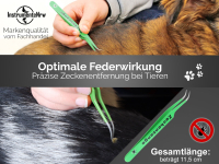 Zeckenentferner Zeckenpinzette Zeckenzange Pinzette Grn fr Hunde Katzen Menschen rostfreier Qualittsstahl mit Etui 11,5 cm