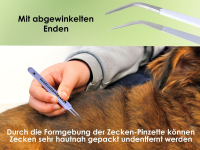 Zeckenzange Zeckenentferner mit abgewinkelten Enden fr Hunde, Katzen oder andere Haustiere