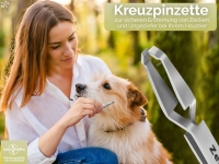 Hunde Zeckenzange Zeckenpinzette mit Etui Edelstahl Zeckenentferner 13,5 cm