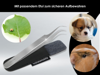 Premium Zeckenpinzette Zeckenzange Edelstahl Zecken Pinzette Hunde Katzen Tiere rostfreier Qualittsstahl Silber + Etui