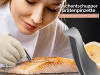 Fischgr�tenzange Edelstahl Gr�tenpinzette mit Fisch Entschupper Spitze Gr�tenzange  11 cm mit Etui 3 in 1