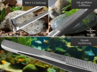 Premium Futterpinzette Aquarium Pinzette mit V Zahnung 35 cm aus geh�rtetem rostfreiem Edelstahl