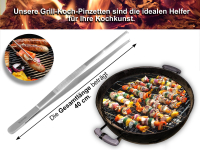 Profi Grillpinzette Kchenpinzette Kochpinzette Pinzette mit V Zahnung aus Edelstahl 40 cm