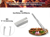 Profi Grillpinzette Kchenpinzette Kochpinzette Pinzette mit V Zahnung aus Edelstahl 40 cm