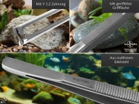 Premium Futterpinzette Aquarium Pinzette mit V Zahnung 45 cm aus geh�rtetem rostfreiem Edelstahl