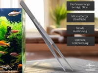 Premium Futterpinzette Lange Aquarium Pinzette mit Zahnung aus Edelstahl 60 cm