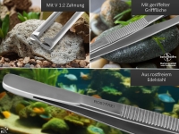 Premium Terrarium Futterpinzette Aquarium Pinzette mit V Zahnung 13 cm aus geh�rtetem rostfreiem Edelstahl