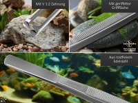 Premium Futterpinzette Aquarium Pinzette mit V Zahnung 18 cm aus geh�rtetem rostfreiem Edelstahl