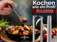 Profi Kochpinzette Grillpinzette K�chenpinzette Pinzette mit V Zahnung aus Edelstahl 25 cm