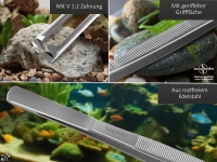 Premium Futterpinzette Aquarium Terrarium Pinzette mit V Zahnung aus Edelstahl 25 cm