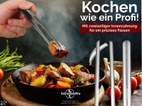 Profi Grillzange Grillpinzette Kochpinzette aus Edelstahl Pinzette 25 cm mit Zahnung - Gerade Ausf�hrung f�r Fleisch, W�rstchen oder Gem�se