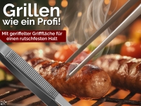 Profi Grillzange Grillpinzette Kochpinzette aus Edelstahl 30 cm Pinzette mit Zahnung - Gerade Ausf�hrung f�r Fleisch, W�rstchen oder Gem�se