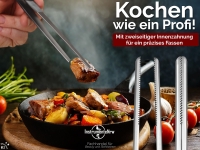 Profi Grillzange Grillpinzette Kochpinzette aus Edelstahl Pinzette 35 cm mit Zahnung - Gerade Ausf�hrung f�r Fleisch, W�rstchen oder Gem�se