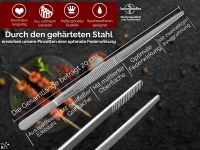 Profi Grillzange Grillpinzette Kochpinzette aus Edelstahl Pinzette 20 cm mit Zahnung - Gerade Ausf�hrung f�r Fleisch, W�rstchen oder Gem�se