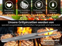 Profi Grillzange Grillpinzette Kochpinzette 13 cm aus Edelstahl Pinzette mit Zahnung - Gerade Ausfhrung fr Fleisch, Wrstchen oder Gemse