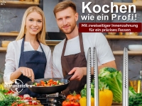 Profi Grillzange Grillpinzette Kochpinzette 13 cm aus Edelstahl Pinzette mit Zahnung - Gerade Ausf�hrung f�r Fleisch, W�rstchen oder Gem�se