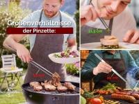 Profi Grillzange Grillpinzette Kochpinzette 11,5 cm aus Edelstahl Pinzette mit Zahnung - Gerade Ausf�hrung f�r Fleisch, W�rstchen oder Gem�se