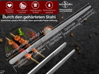 Profi Grillzange 14 cm Grillpinzette Kochpinzette aus Edelstahl Pinzette mit Zahnung - Gerade Ausf�hrung f�r Fleisch, W�rstchen oder Gem�se